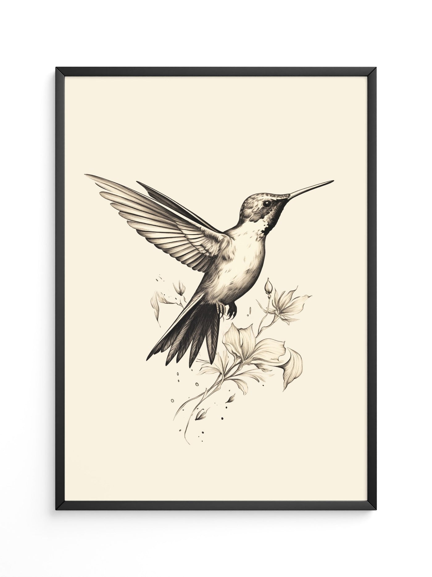 Kolibri Blumen monochrom