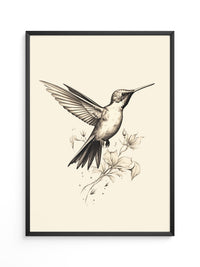 Kolibri Blumen monochrom