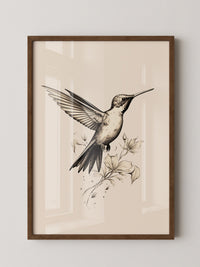 Kolibri Blumen monochrom