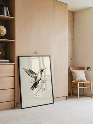 Kolibri Blumen monochrom