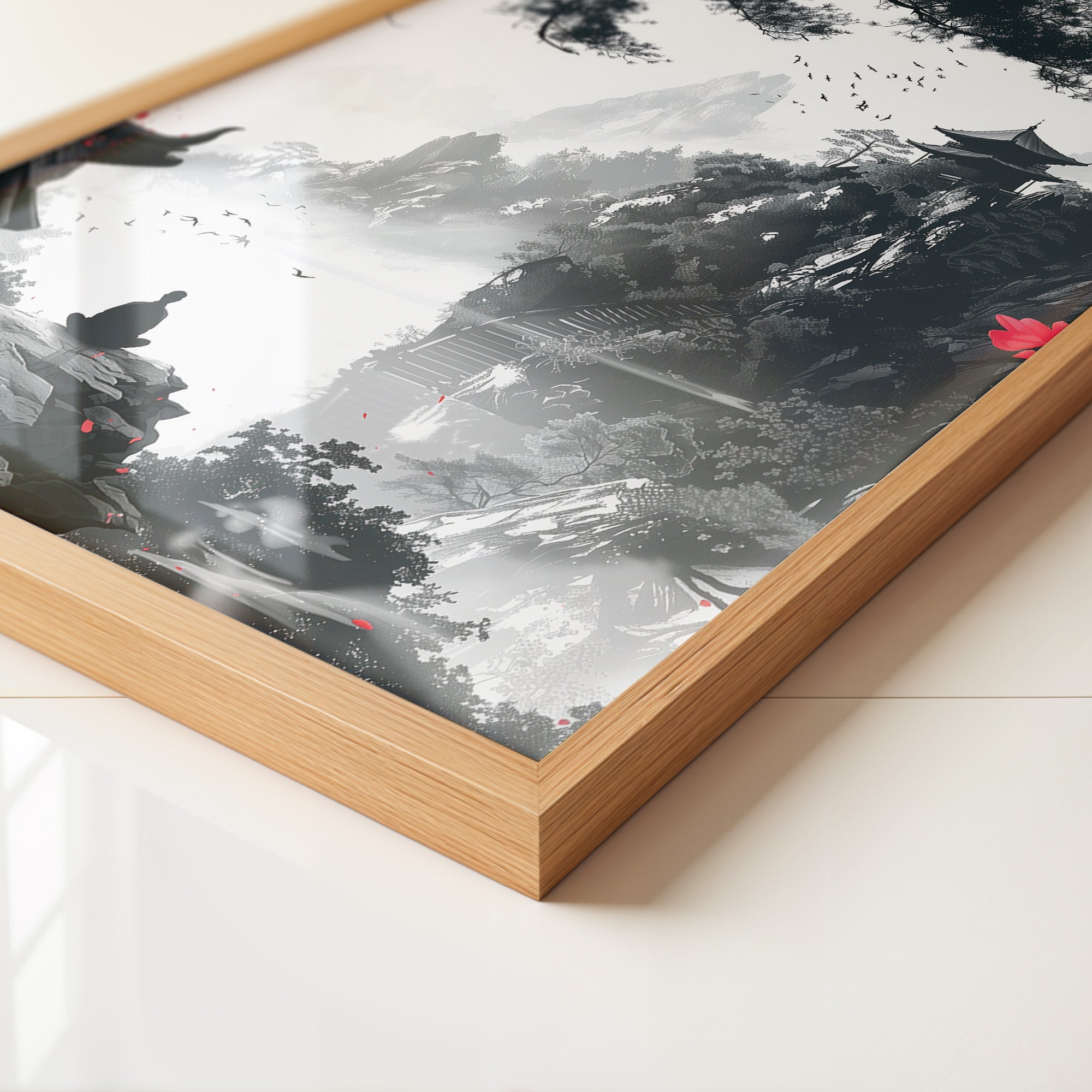 Meditiert Berglandschaft Rot Schwarz