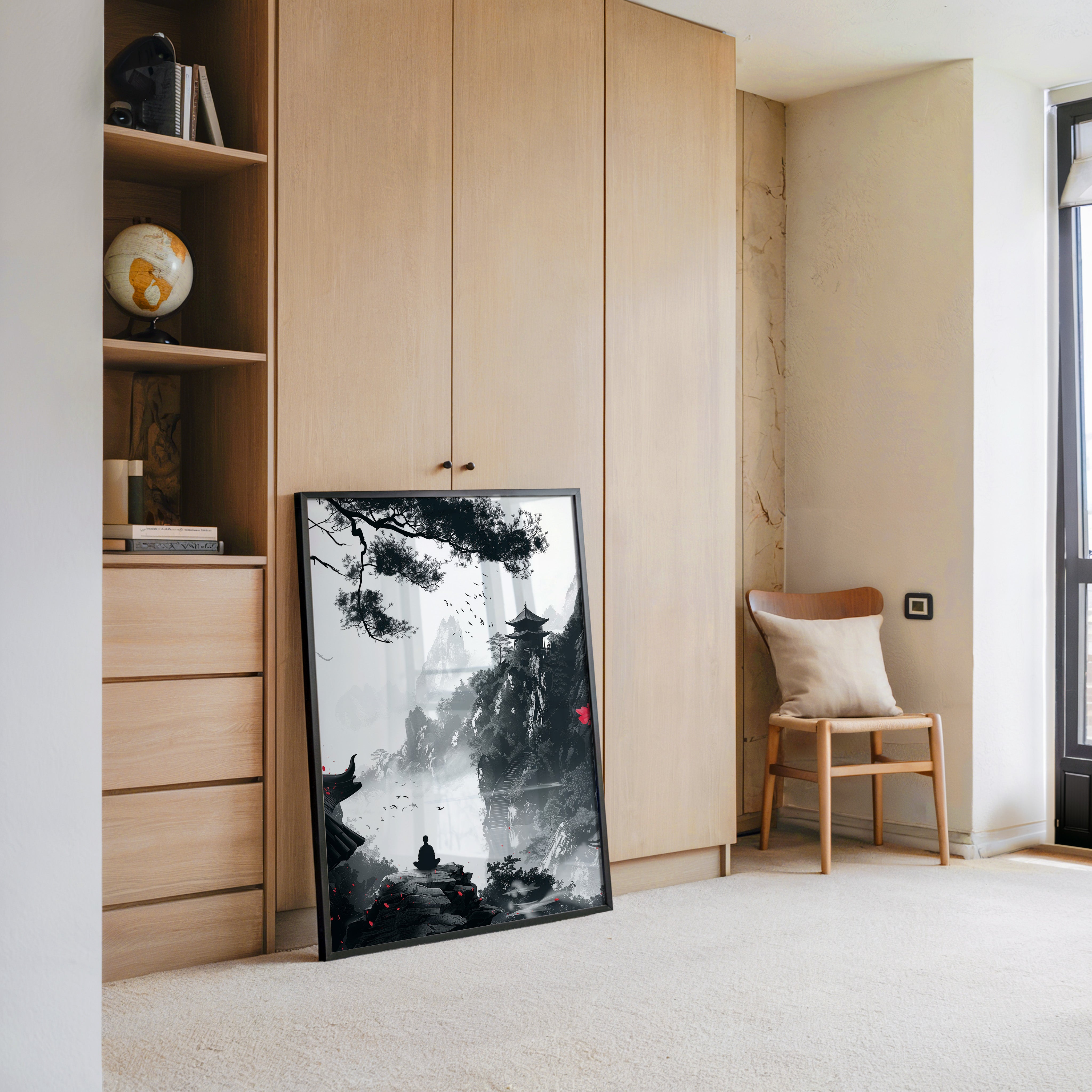 Meditiert Berglandschaft Rot Schwarz