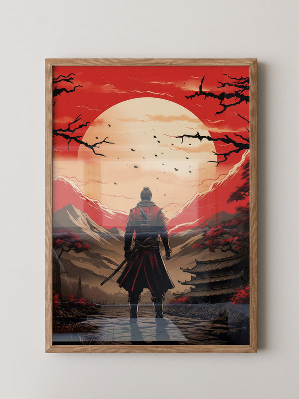 Samurai Sonnenuntergang Rot