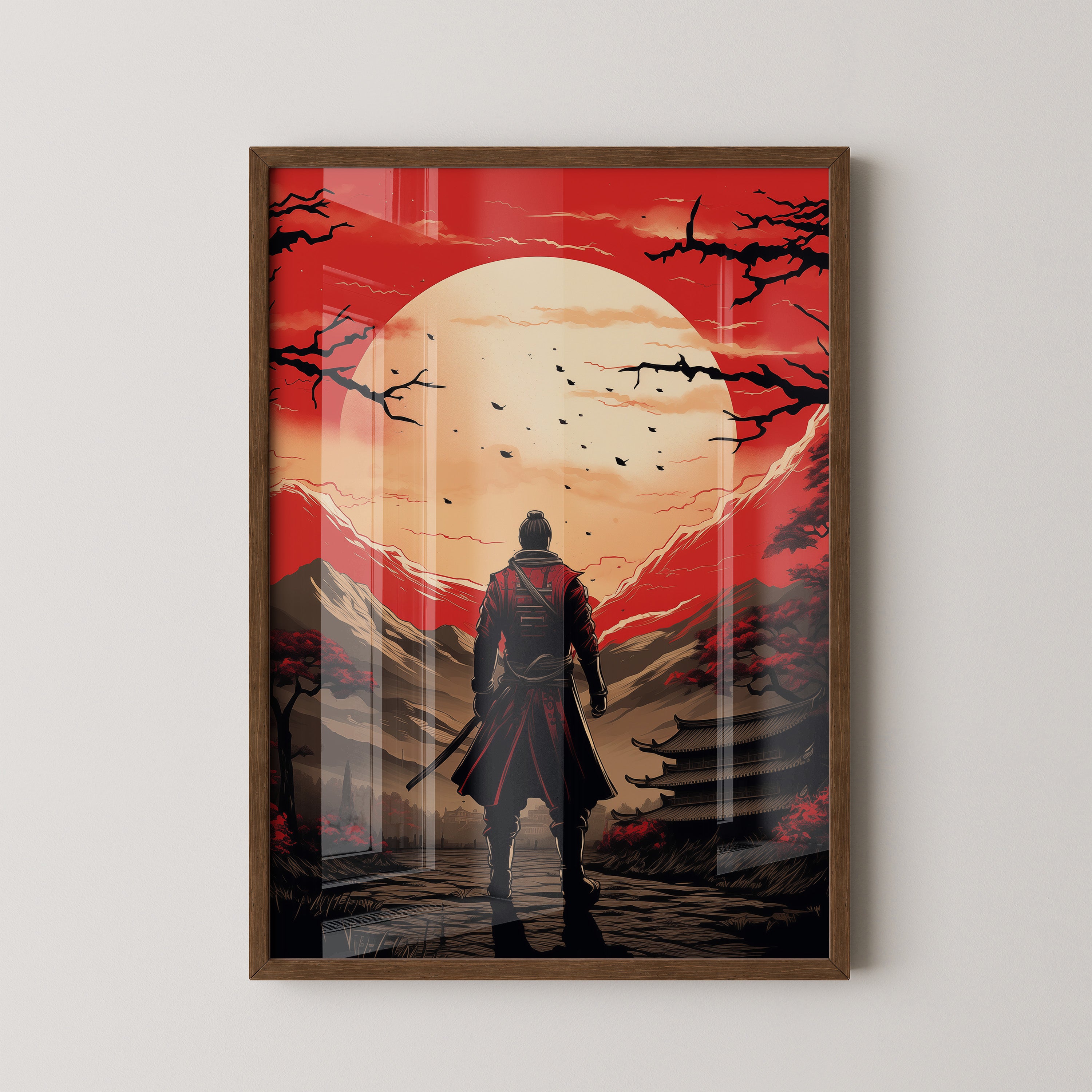 Samurai Sonnenuntergang Rot