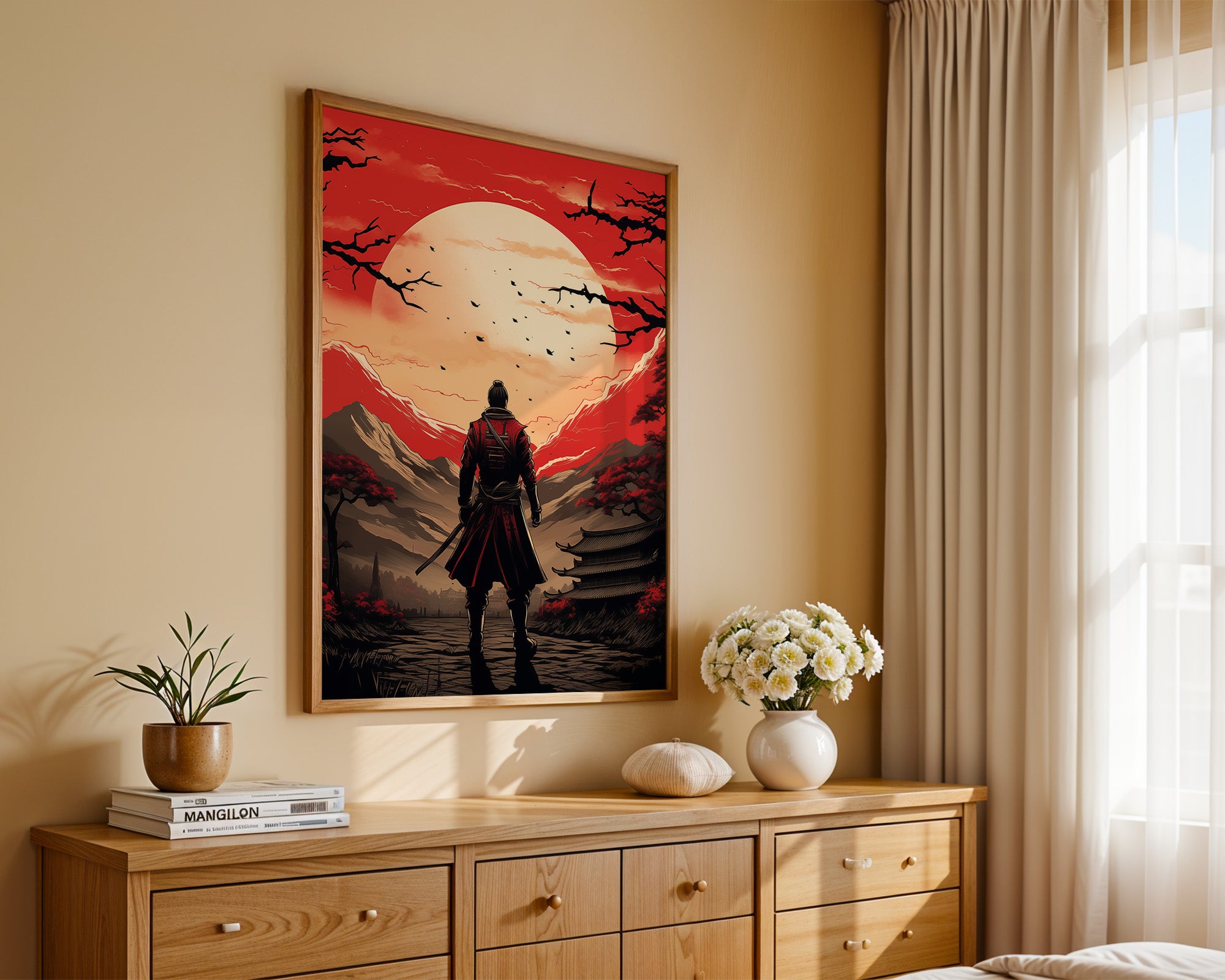 Samurai Sonnenuntergang Rot