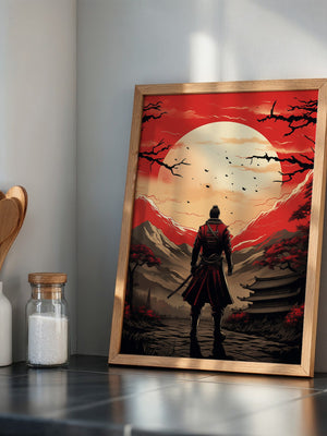 Samurai Sonnenuntergang Rot