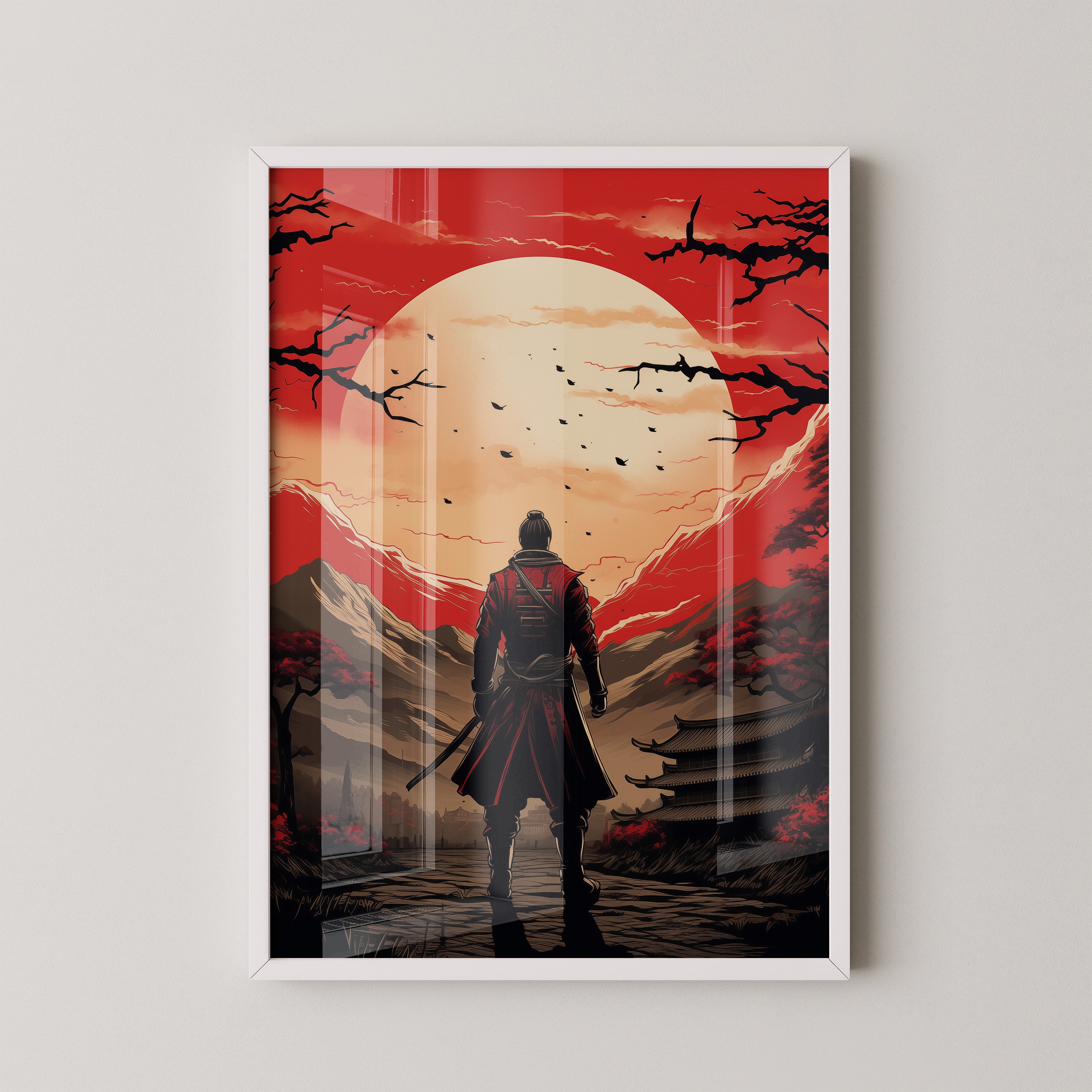 Samurai Sonnenuntergang Rot
