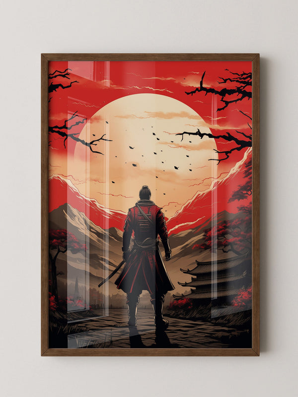Samurai Sonnenuntergang Rot