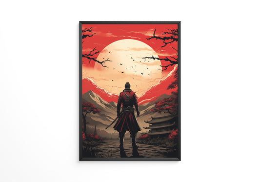 Samurai Sonnenuntergang Rot