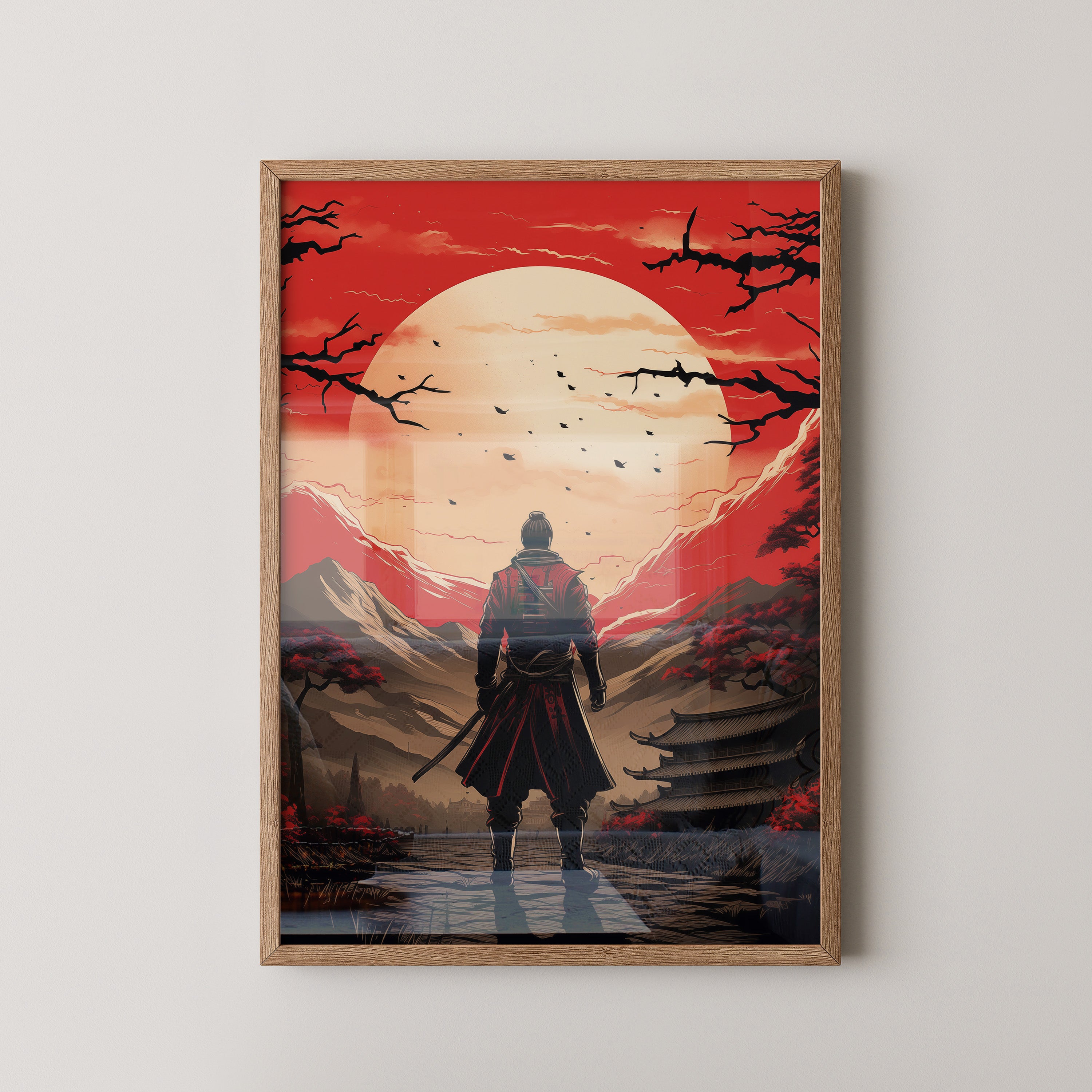 Samurai Sonnenuntergang Rot