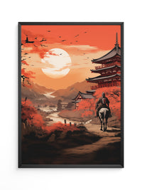 Samurai Sonnenuntergang rot