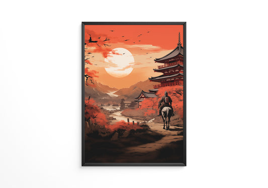 Samurai Sonnenuntergang rot