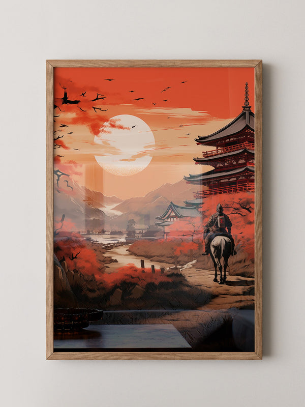 Samurai Sonnenuntergang rot