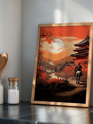 Samurai Sonnenuntergang rot