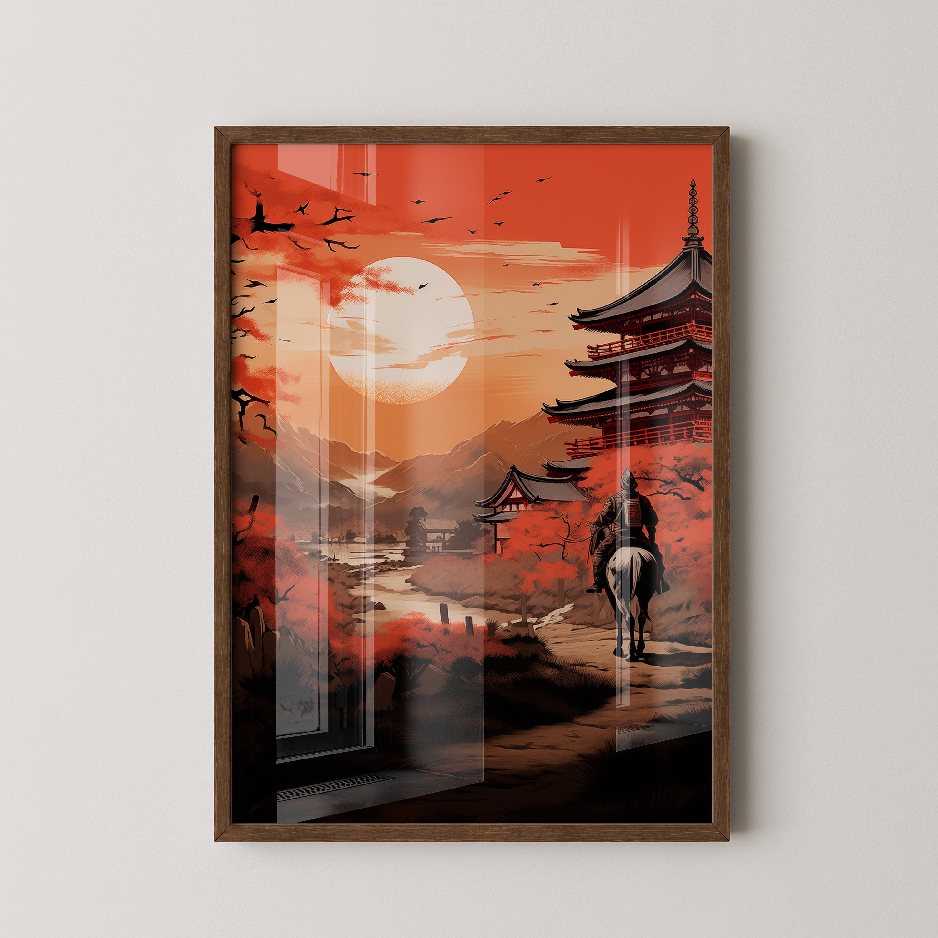 Samurai Sonnenuntergang rot