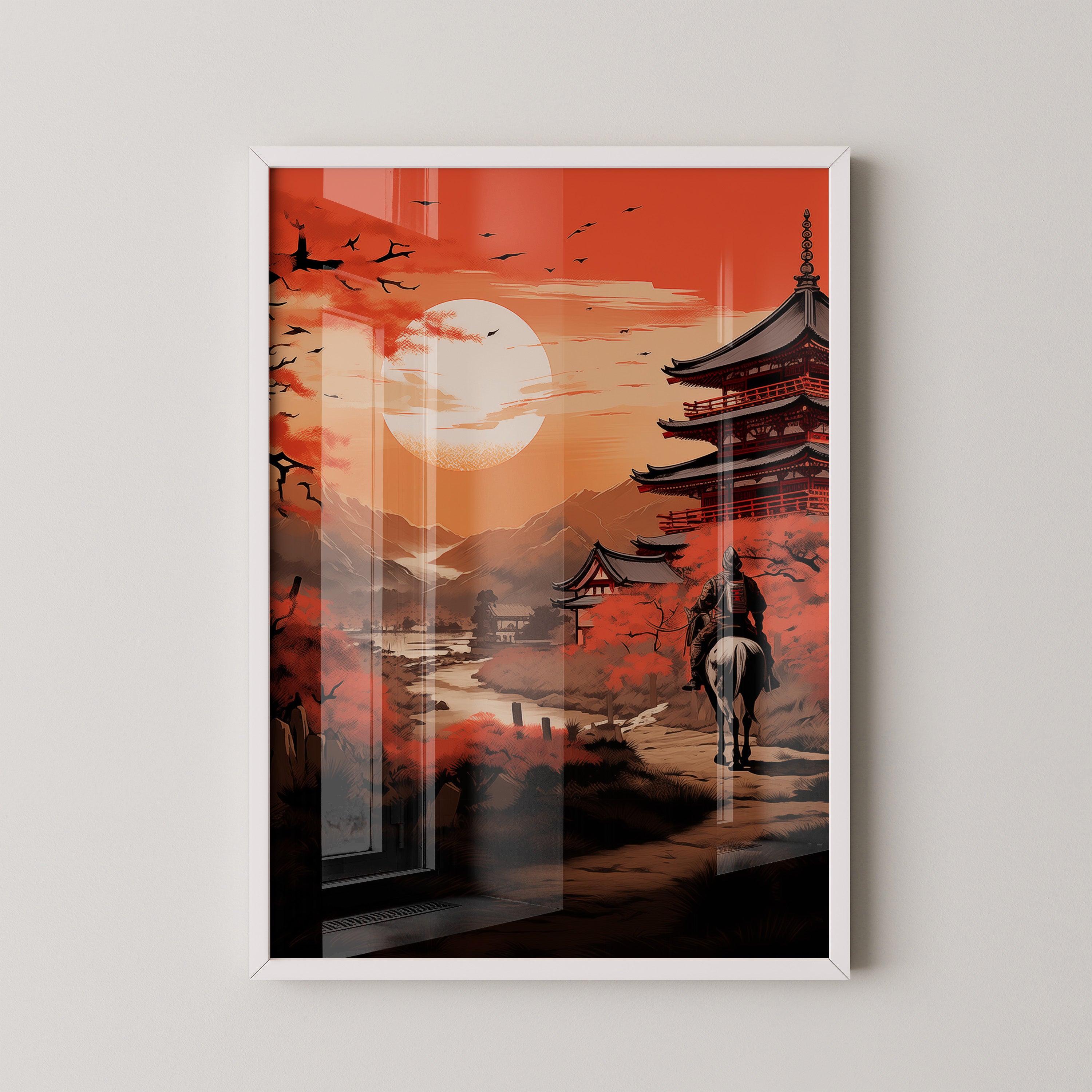 Samurai Sonnenuntergang rot