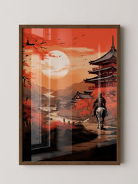 Samurai Sonnenuntergang rot