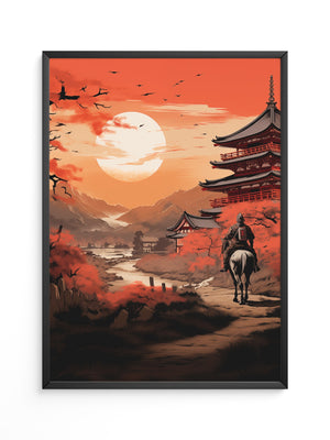 Samurai Sonnenuntergang rot
