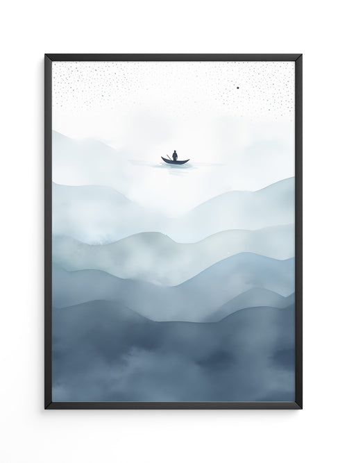 Stiller Fischer Nebelmeer