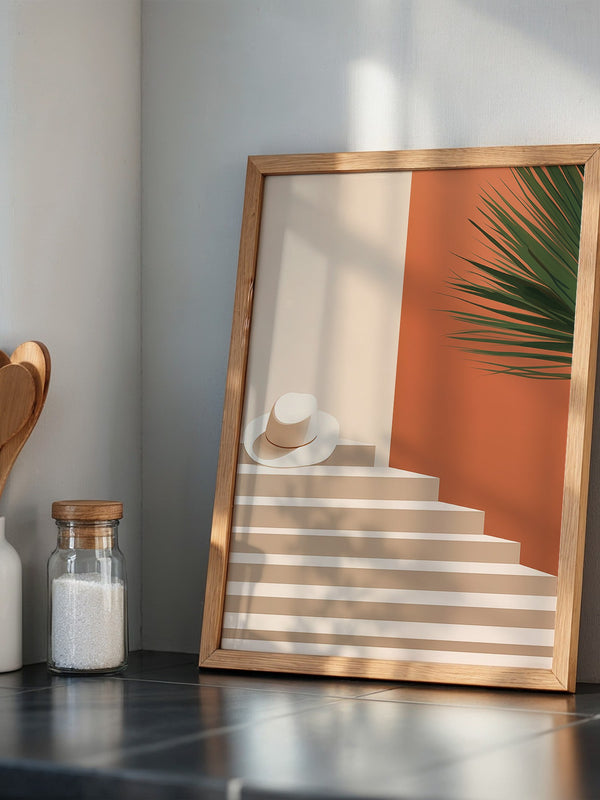 Hut auf Treppen minimalistisch