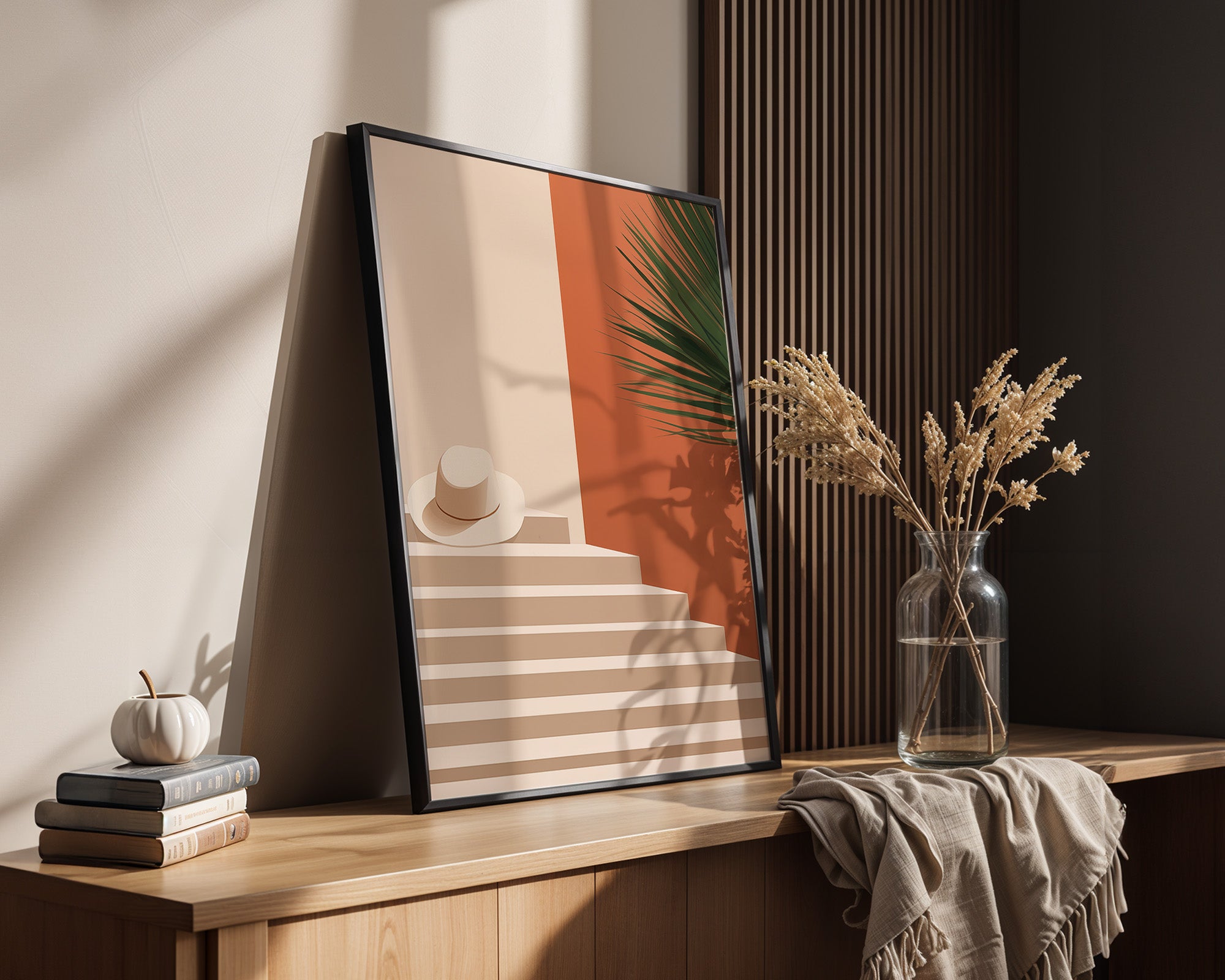 Hut auf Treppen minimalistisch