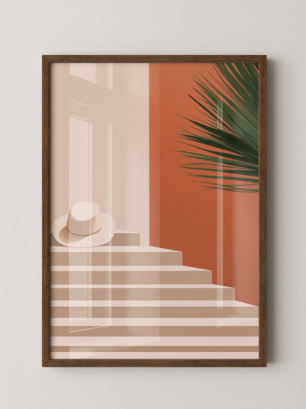 Hut auf Treppen minimalistisch