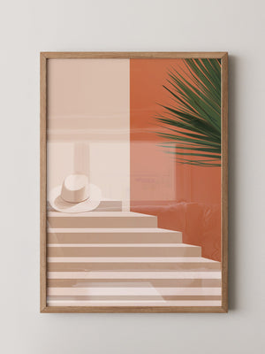 Hut auf Treppen minimalistisch