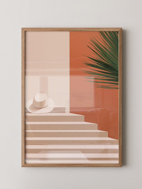 Hut auf Treppen minimalistisch