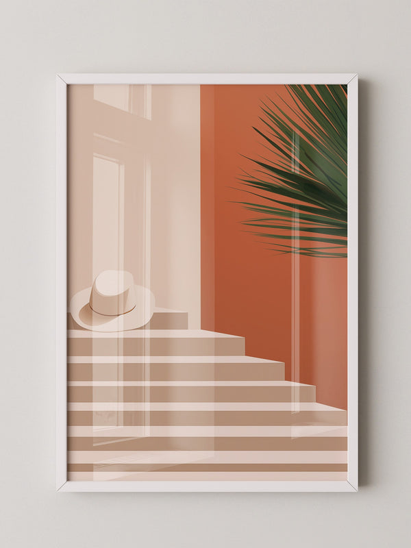 Hut auf Treppen minimalistisch