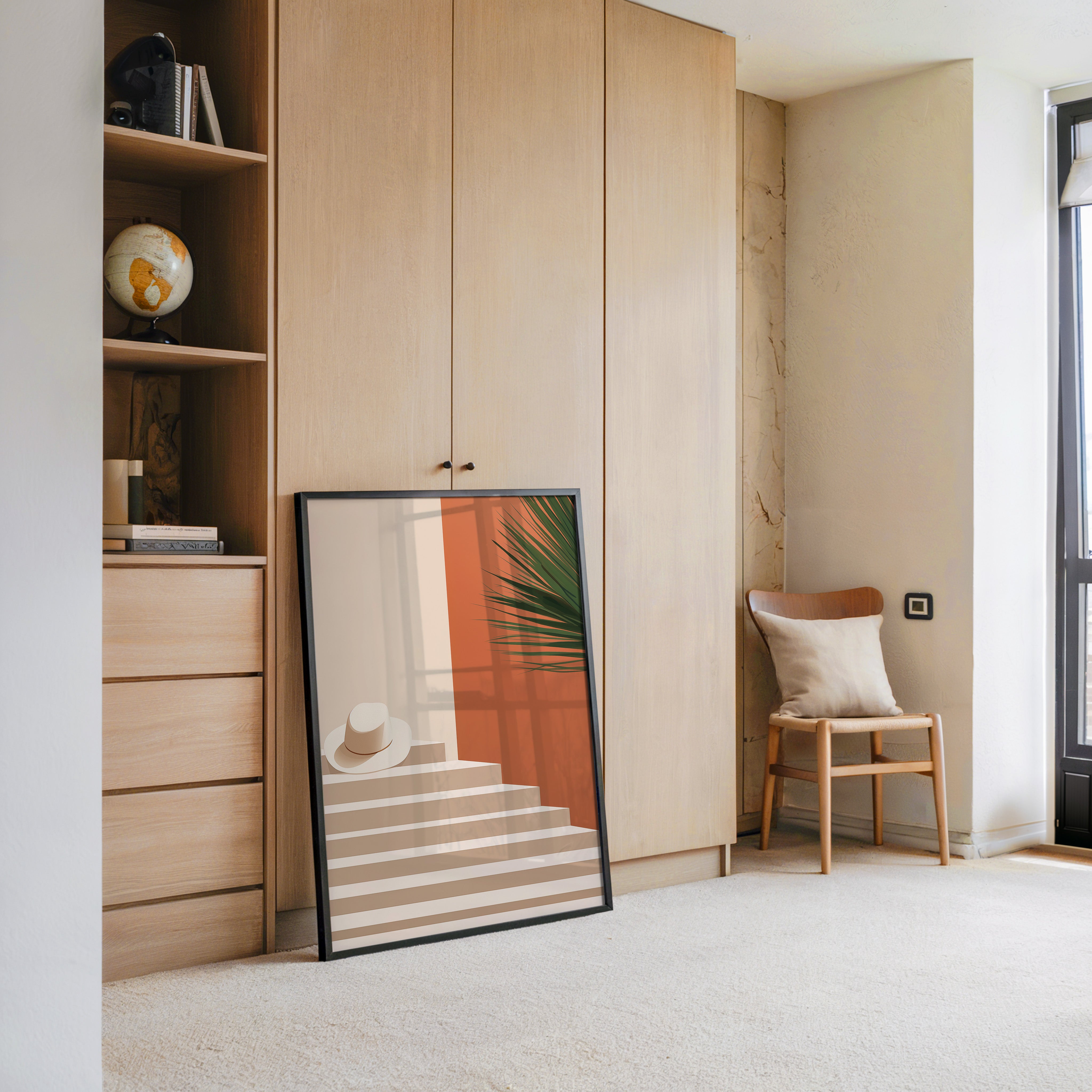 Hut auf Treppen minimalistisch