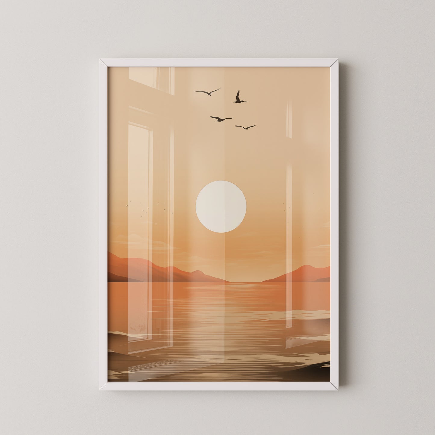 Sonnenuntergang Vögel Silhouetten