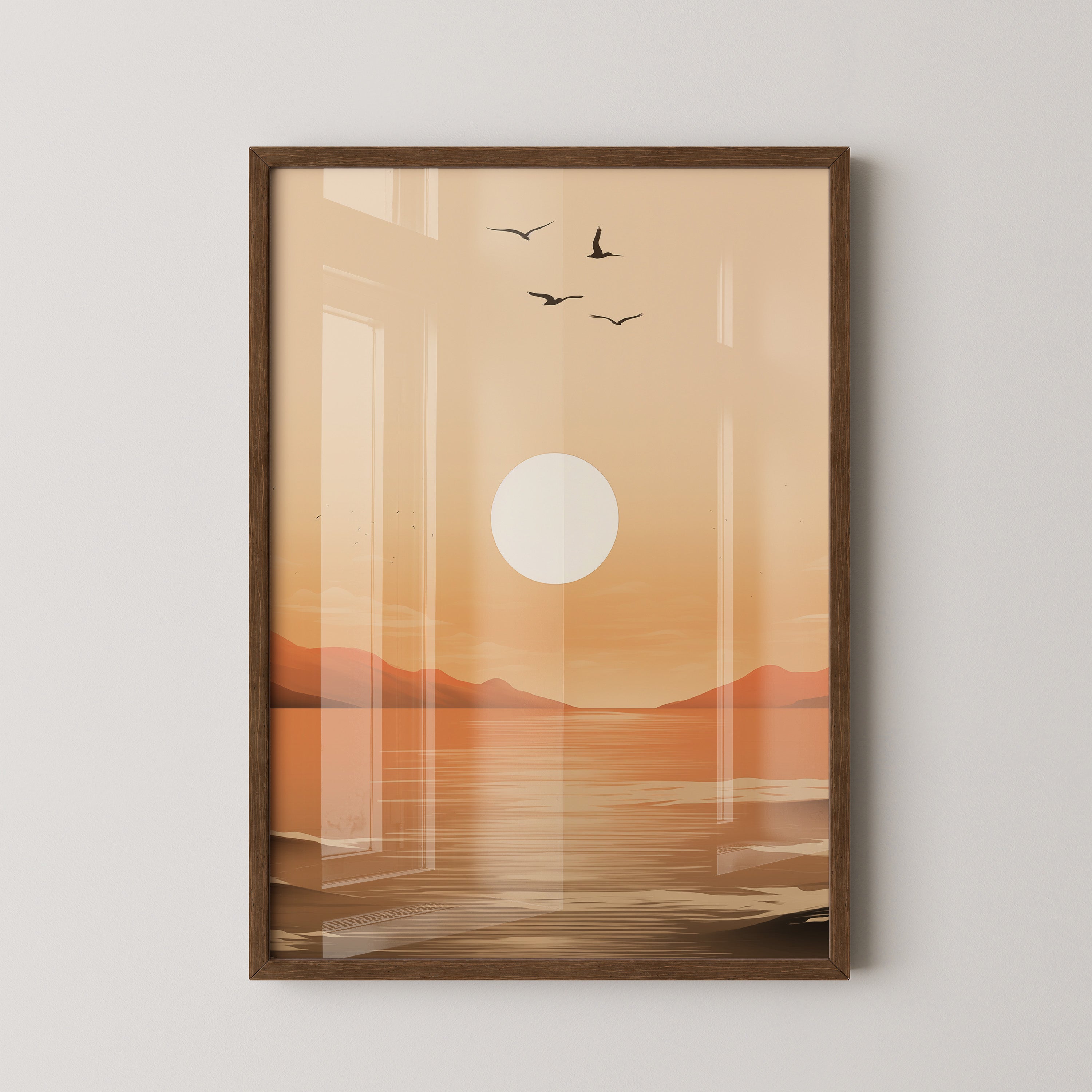 Sonnenuntergang Vögel Silhouetten