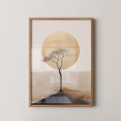 Baum Silhouette goldener Kreis