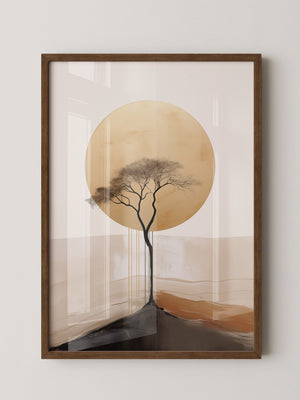 Baum Silhouette goldener Kreis