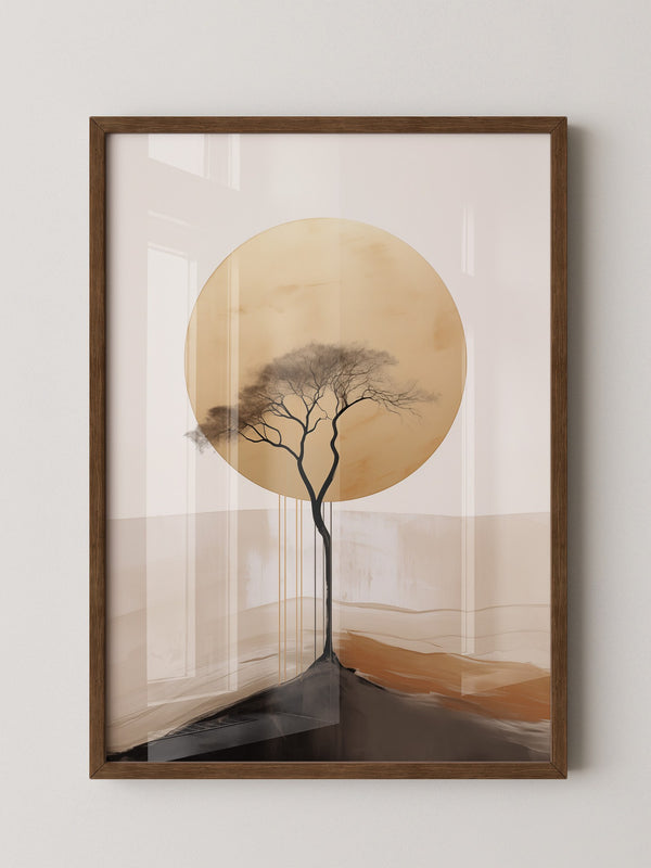 Baum Silhouette goldener Kreis