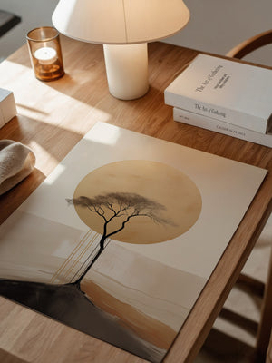 Baum Silhouette goldener Kreis