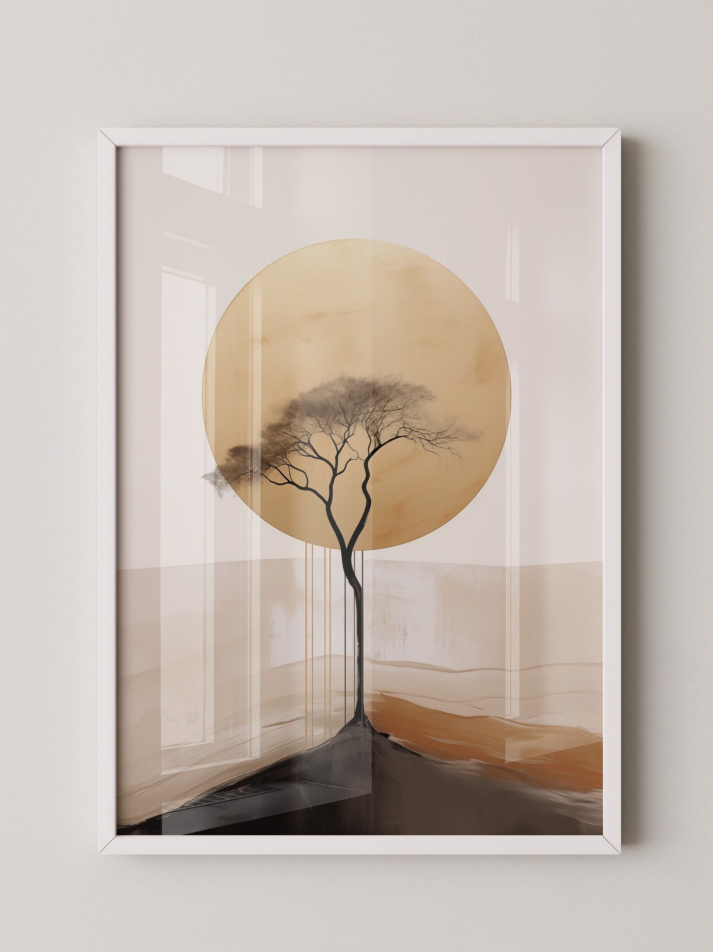 Baum Silhouette goldener Kreis