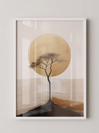 Baum Silhouette goldener Kreis