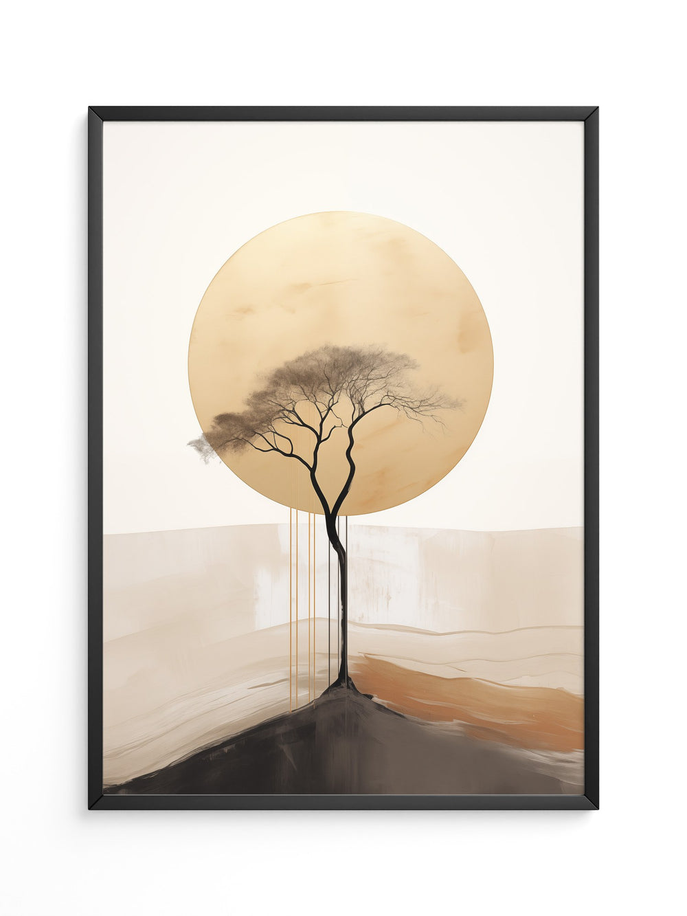 Baum Silhouette goldener Kreis