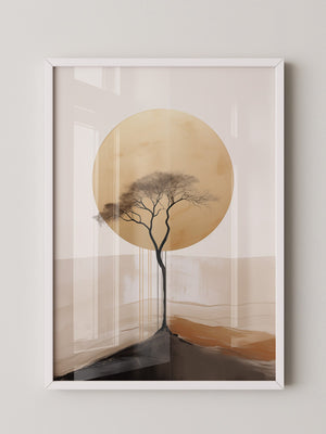 Baum Silhouette goldener Kreis