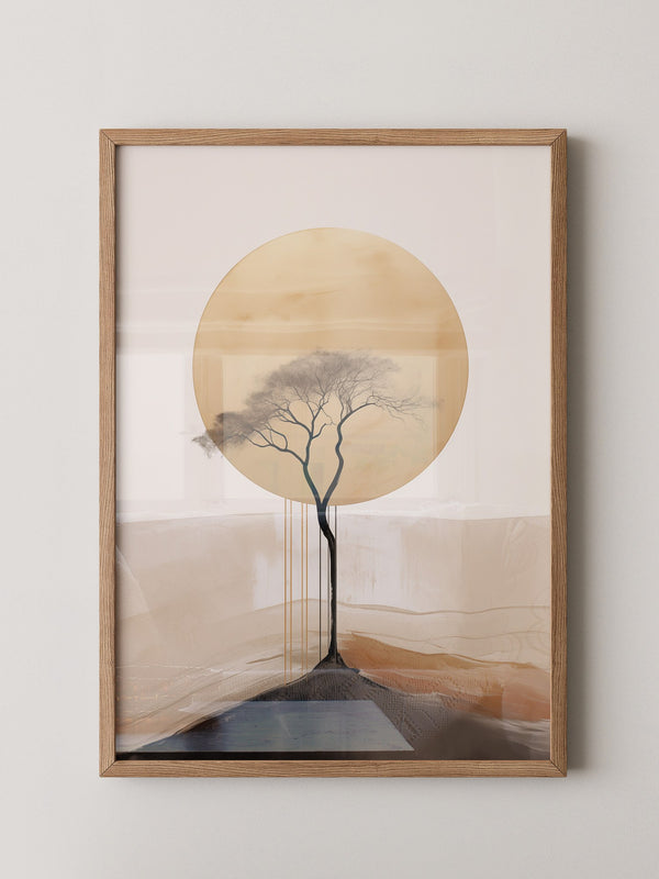 Baum Silhouette goldener Kreis