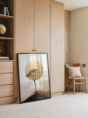 Baum Silhouette goldener Kreis