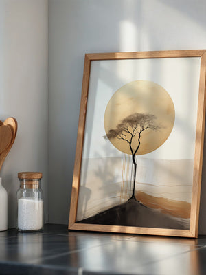 Baum Silhouette goldener Kreis