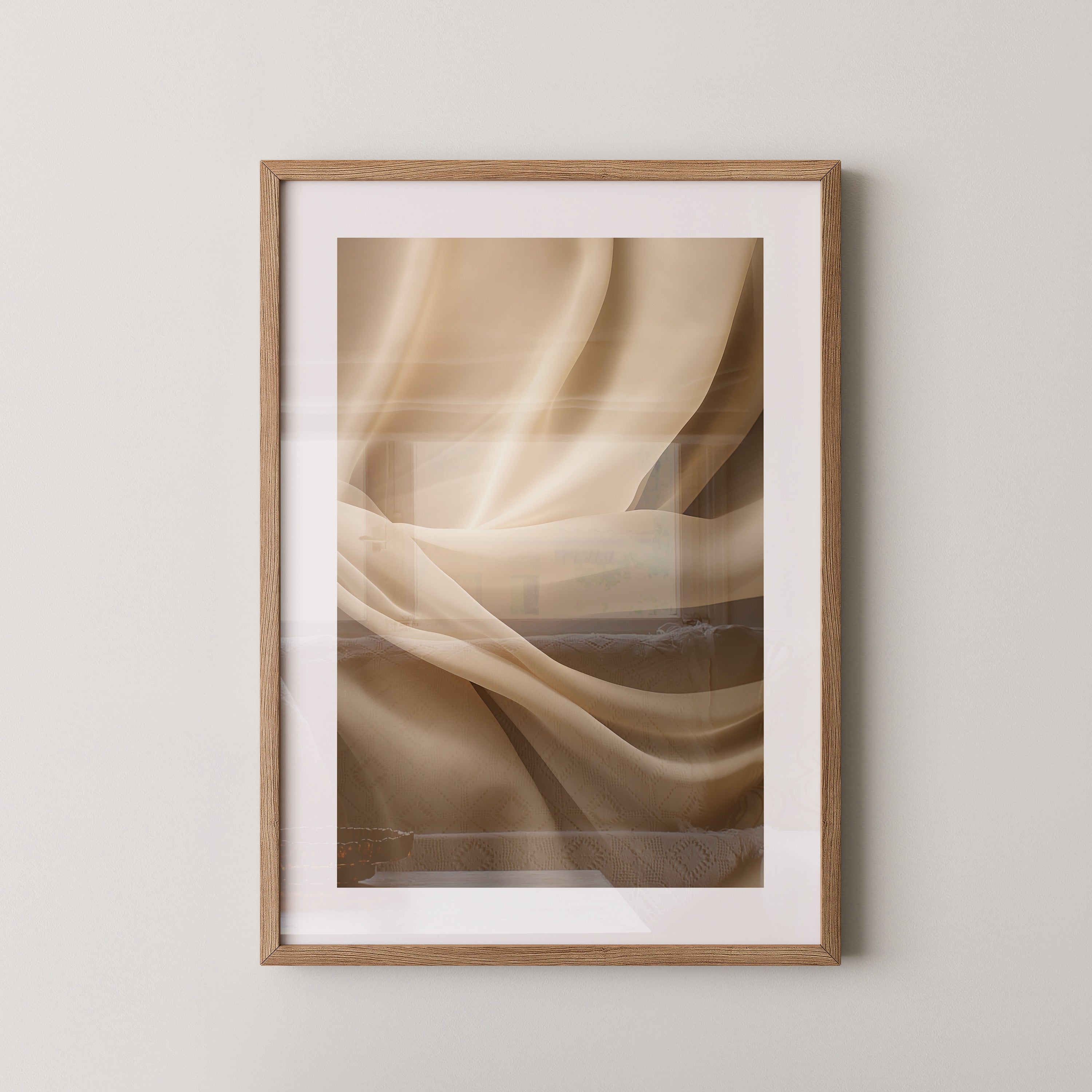 Seidenschleier Beige Faltenwurf