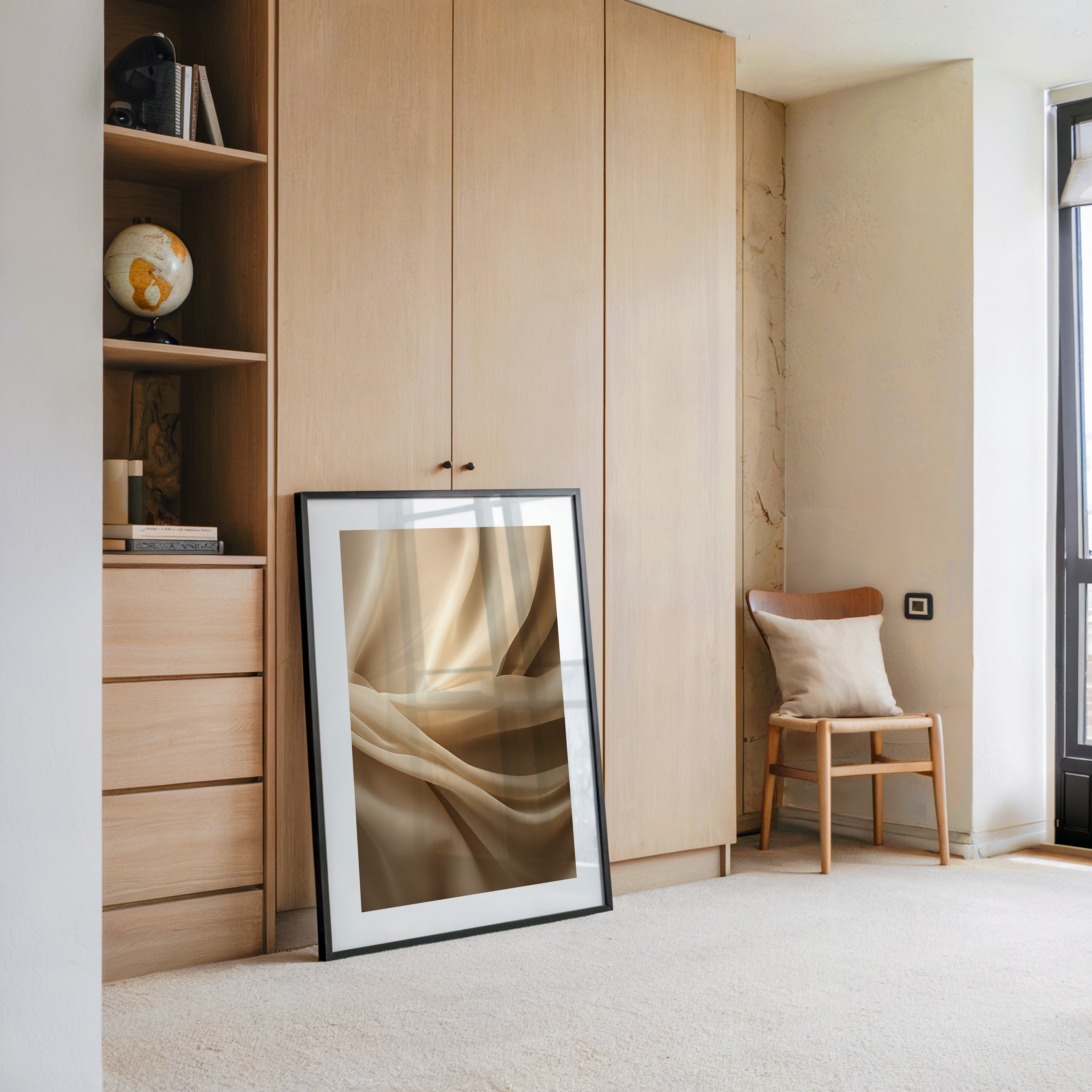 Seidenschleier Beige Faltenwurf