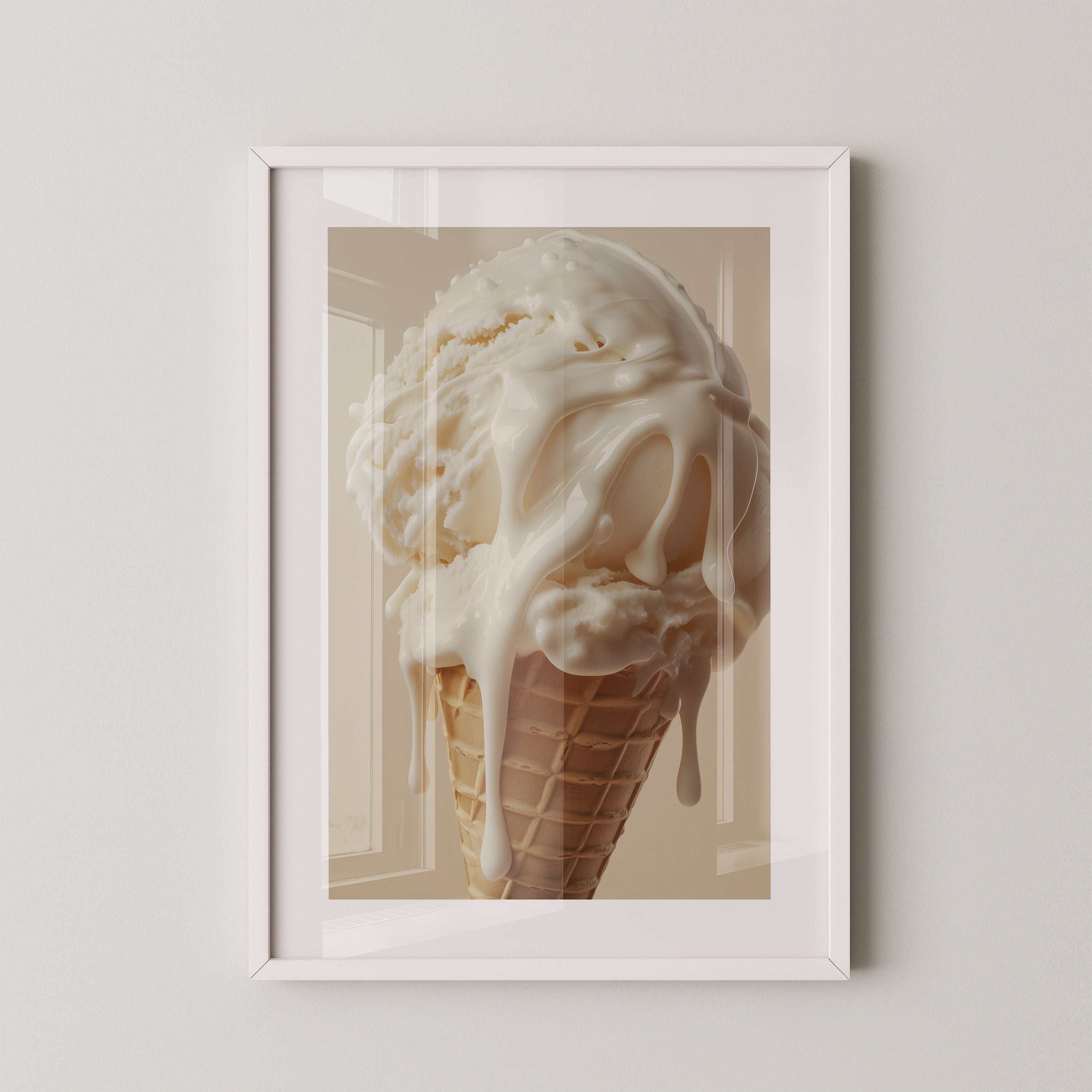 Eiswaffel Creme tropfend