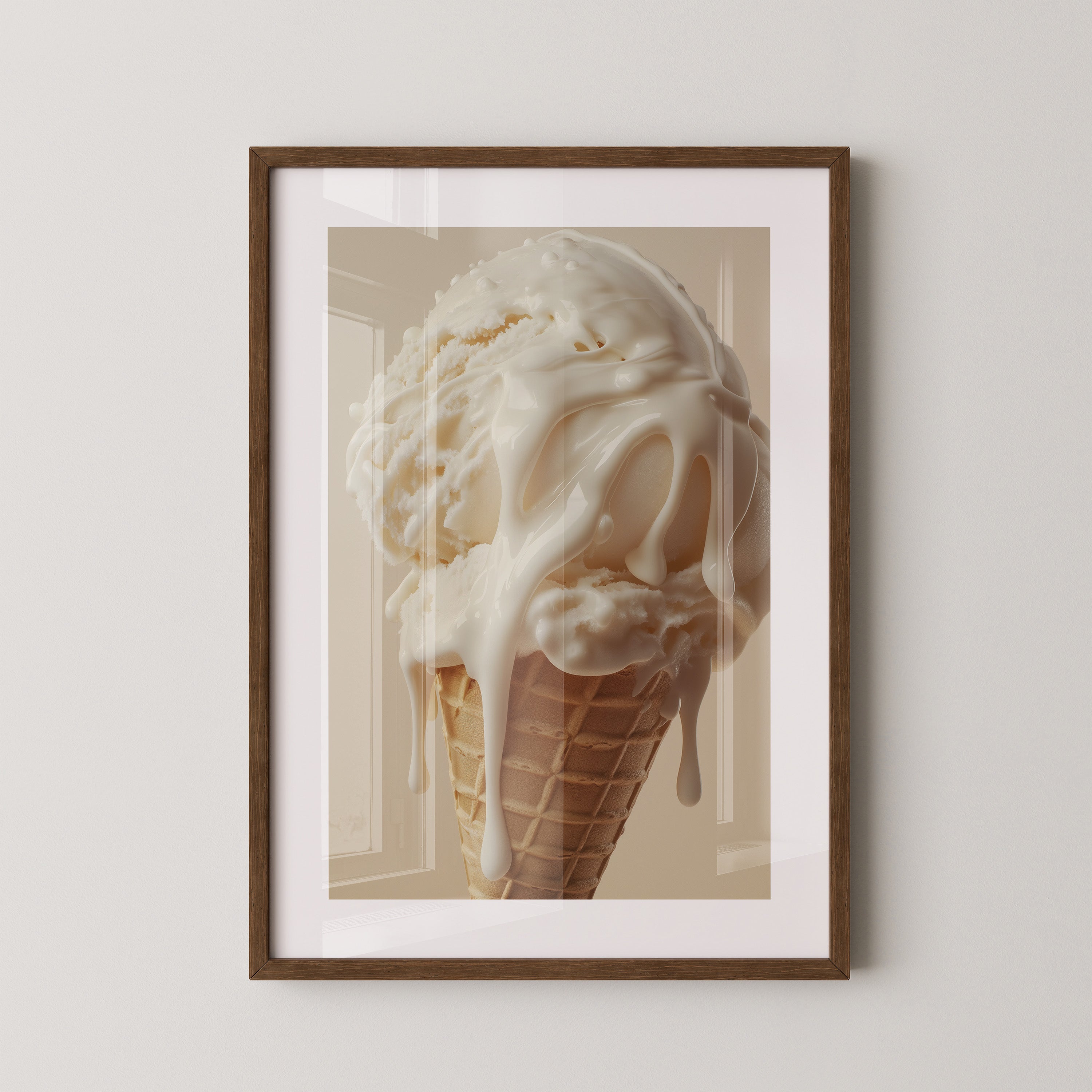 Eiswaffel Creme tropfend