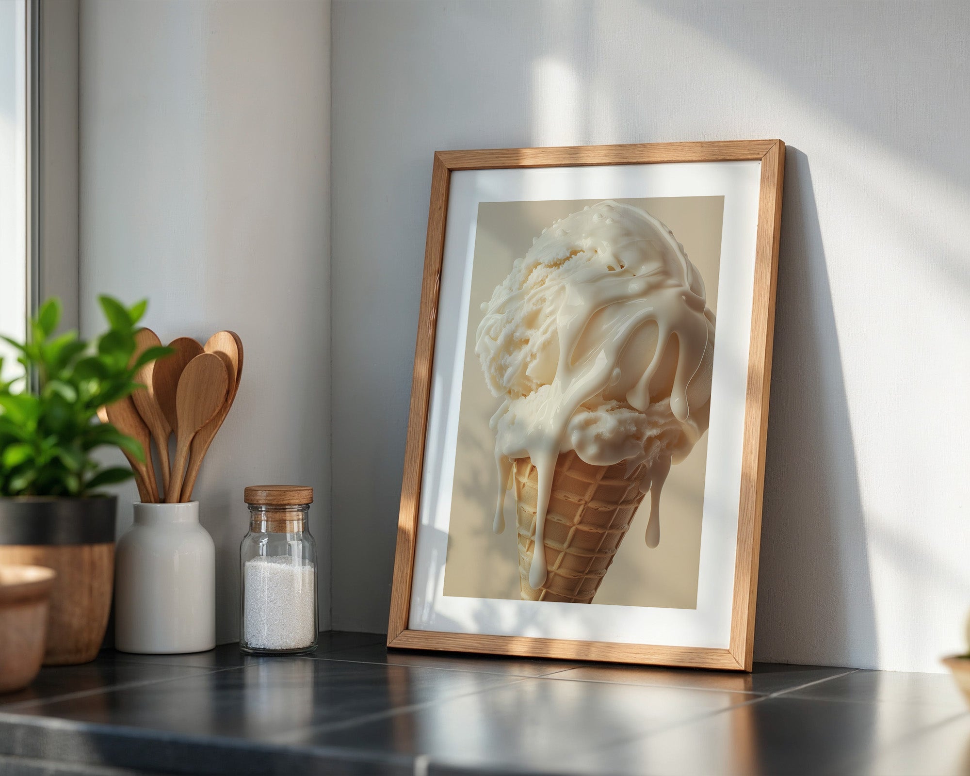 Eiswaffel Creme tropfend