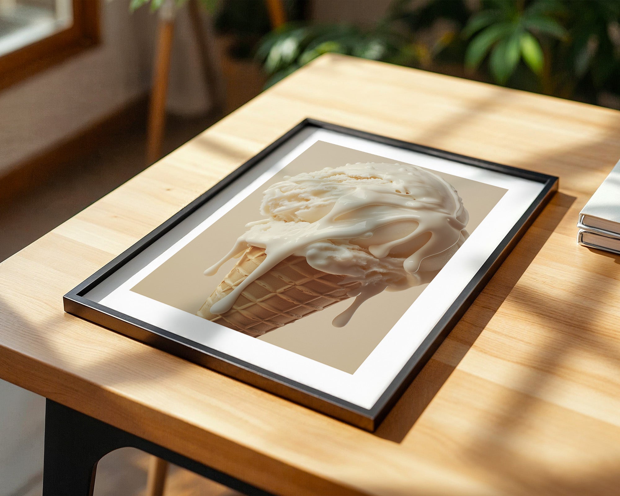 Eiswaffel Creme tropfend