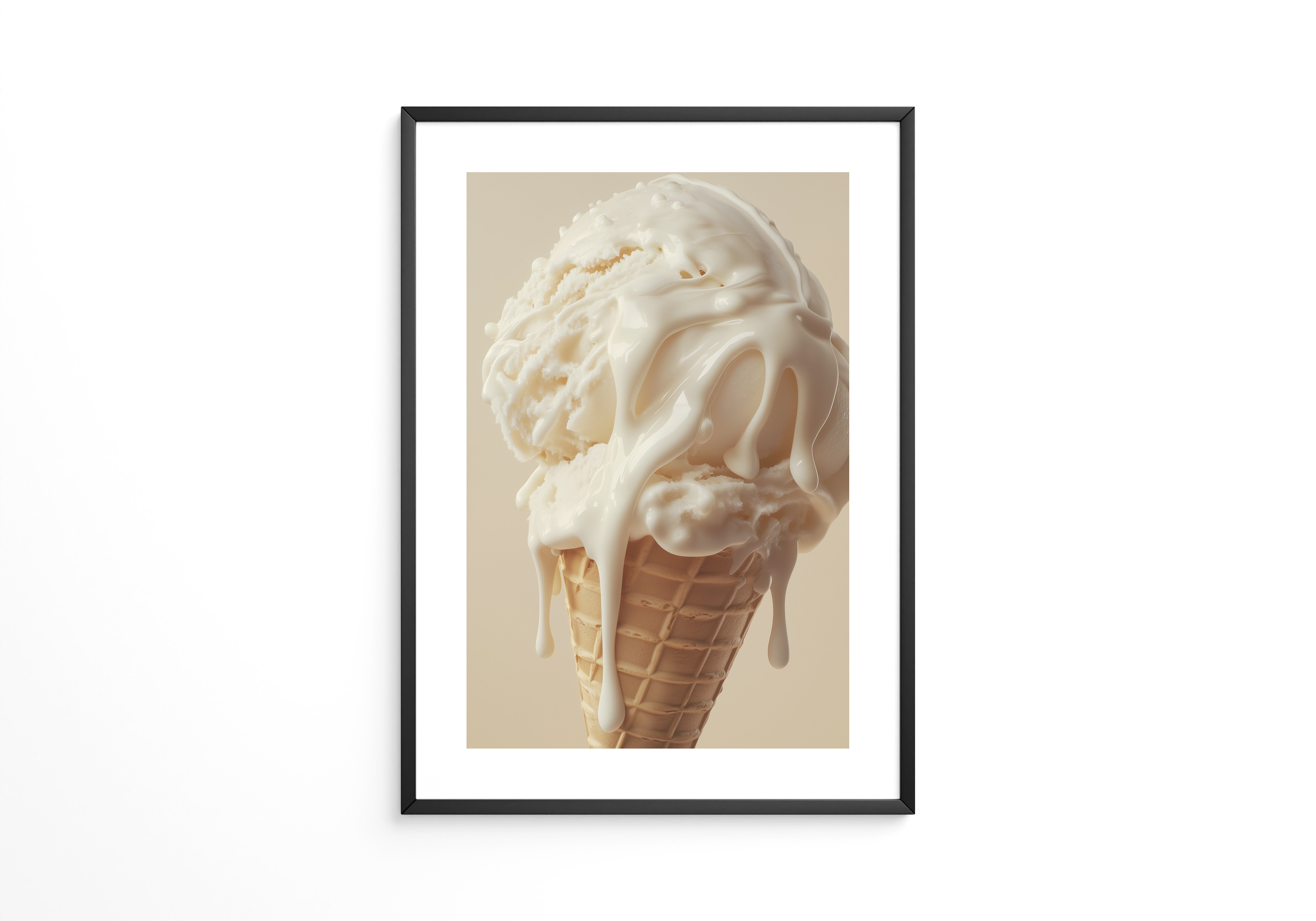 Eiswaffel Creme tropfend